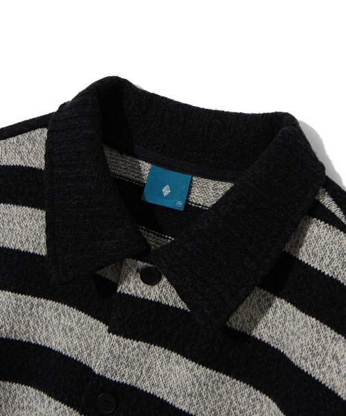 Diamond Layla（ダイアモンドレイラ）の「Striped collar cardigan shirt C7 Oatmeal&Black（カーディガン/ボレロ・レディース・その他・LARGE）」の2枚目の写真