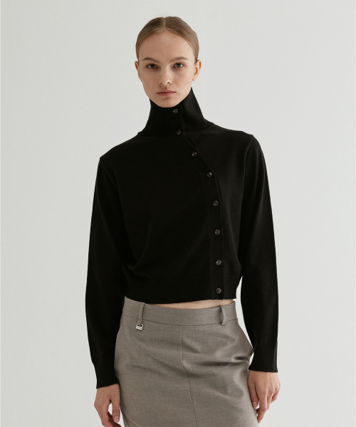 Wool Turtleneck Cardigan Black（カーディガン/ボレロ）｜FROMWHERE
