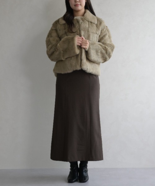 31 Sons de mode（トランテアン　ソン　ドゥ　モード）の「ファーコート（その他アウター・レディース・ライトグレー/ベージュ・ﾌﾘ-）」の8枚目の写真