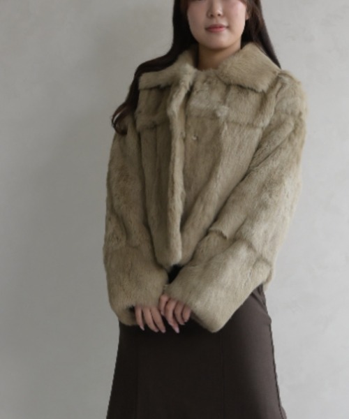 31 Sons de mode（トランテアン　ソン　ドゥ　モード）の「ファーコート（その他アウター・レディース・ライトグレー/ベージュ・ﾌﾘ-）」の13枚目の写真