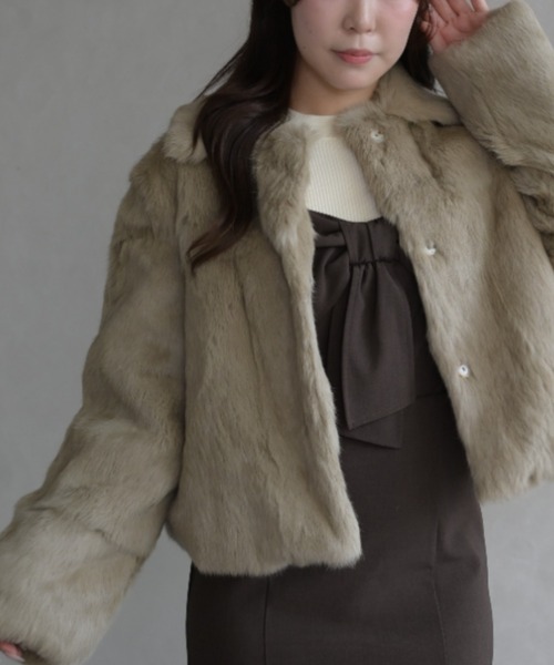 31 Sons de mode（トランテアン　ソン　ドゥ　モード）の「ファーコート（その他アウター・レディース・ライトグレー/ベージュ・ﾌﾘ-）」の18枚目の写真