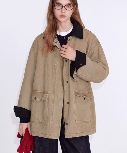 Fano Studios(ファノ ストゥディオズ)の「切り替え ヴィンテージライクコットンジャケット FD25M031【Fano Studios】【2025AW】(ミリタリージャケット・レディース・ベージュ・FREE)」の7枚目の写真