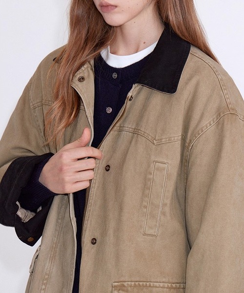 Fano Studios(ファノ ストゥディオズ)の「切り替え ヴィンテージライクコットンジャケット FD25M031【Fano Studios】【2025AW】(ミリタリージャケット・レディース・ベージュ・FREE)」の10枚目の写真