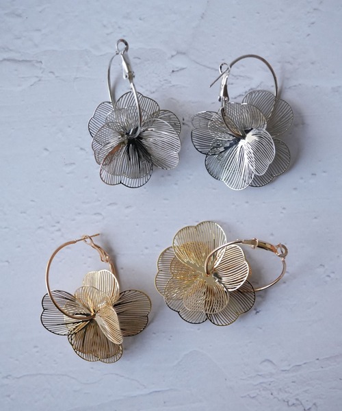 Port（ポート）の「【 Port / ポート 】 メタル フラワー フープピアス #（ピアス（両耳用）・レディース・ゴールド/シルバー・FREE）」の10枚目の写真