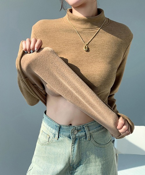 ONEP STAR(ワンピスター)の「裏起毛タートルネックカットソー(Tシャツ/カットソー・レディース・ブラック/オフホワイト/ピンク/カーキ/ダークブラウン/ライトブラウン/グレー・MEDIUM/LARGE/X-LARGE)」の20枚目の写真