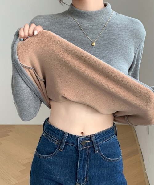 ONEP STAR(ワンピスター)の「裏起毛タートルネックカットソー(Tシャツ/カットソー・レディース・ブラック/オフホワイト/ピンク/カーキ/ダークブラウン/ライトブラウン/グレー・MEDIUM/LARGE/X-LARGE)」の14枚目の写真