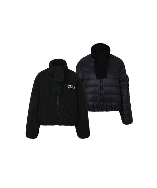 REVERSIBLE DUCK DOWN SHERPA PUFFER JACKET_Black