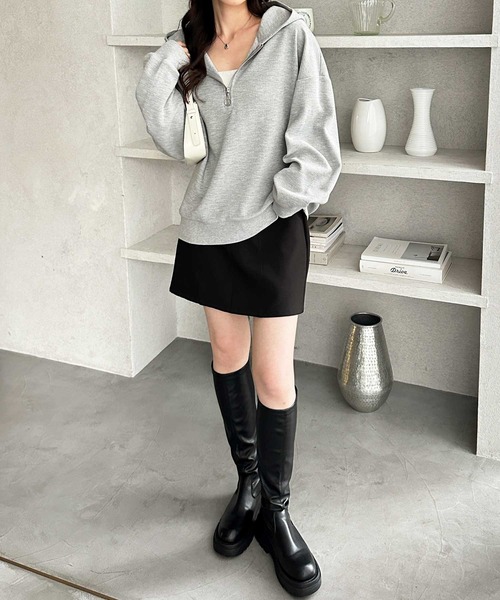 GeeRA(ジーラ)の「ハーフジップワッフルパーカー(パーカー・レディース・ネイビー/ライトピンク/杢グレー・X-LARGE/LARGE/MEDIUM)」の8枚目の写真