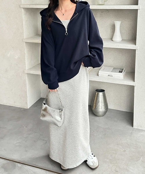 GeeRA(ジーラ)の「ハーフジップワッフルパーカー(パーカー・レディース・ネイビー/ライトピンク/杢グレー・X-LARGE/LARGE/MEDIUM)」の10枚目の写真