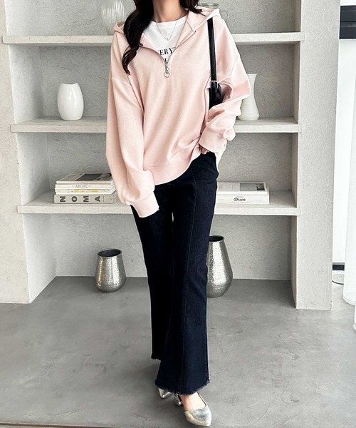 GeeRA(ジーラ)の「ハーフジップワッフルパーカー(パーカー・レディース・ネイビー/ライトピンク/杢グレー・X-LARGE/LARGE/MEDIUM)」の18枚目の写真