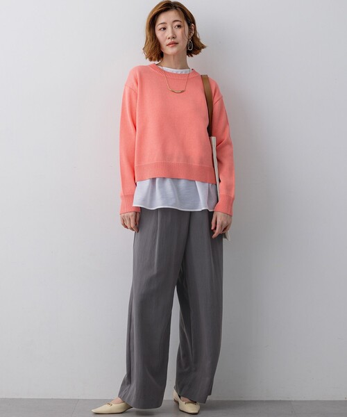 23区 S（ニジュウサンクチイサイサイズ）の「ナチュラルコットンベア シアードッキング カットソー（Tシャツ/カットソー・レディース・ブラック系/ベージュ系/ホワイト系・32）」の8枚目の写真