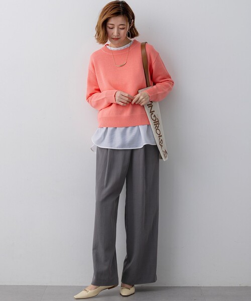 23区 S（ニジュウサンクチイサイサイズ）の「ナチュラルコットンベア シアードッキング カットソー（Tシャツ/カットソー・レディース・ブラック系/ベージュ系/ホワイト系・32）」の9枚目の写真