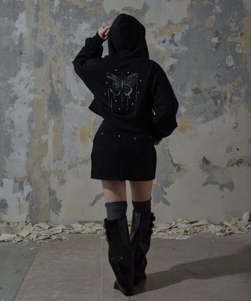 Mavie..7（メヴィセットゥ）の「【Mavie..7】スタッズ付ミニスコート（スカート・レディース・グレー/ブラック/スミクロ・MEDIUM/SMALL）」の22枚目の写真