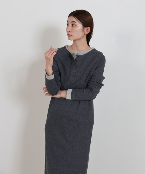 select MOCA（セレクトモカ）の「カットリブレイヤードヘンリーネックワンピース（ワンピース・レディース・ブラウン/グレー/ブラック・LARGE/MEDIUM）」の8枚目の写真