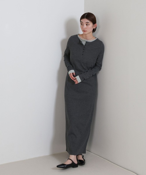 select MOCA（セレクトモカ）の「カットリブレイヤードヘンリーネックワンピース（ワンピース・レディース・ブラウン/グレー/ブラック・LARGE/MEDIUM）」の10枚目の写真