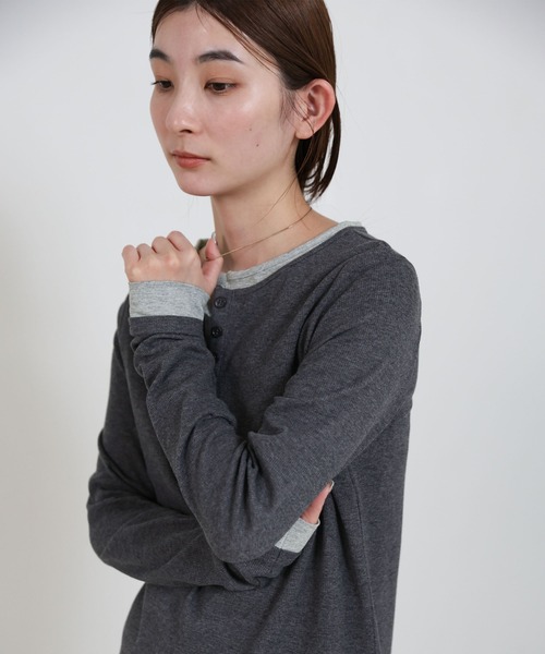 select MOCA（セレクトモカ）の「カットリブレイヤードヘンリーネックワンピース（ワンピース・レディース・ブラウン/グレー/ブラック・LARGE/MEDIUM）」の12枚目の写真