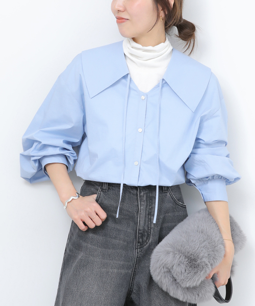 JOURNAL STANDARD relume(ジャーナルスタンダード レリューム)の「《追加 / 新色》ビッグカラーブラウス(シャツ/ブラウス・レディース・ブルー系その他/ホワイト・FREE)」の2枚目の写真