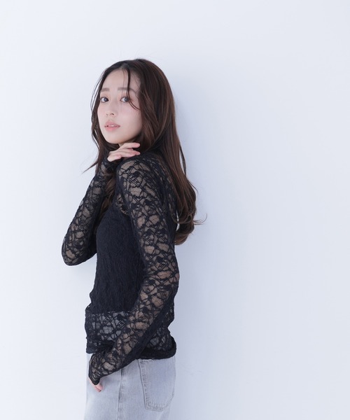 NATURAL BEAUTY BASIC(ナチュラルビューティーベーシック)の「◇レースハイネックカットソー(Tシャツ/カットソー・レディース・オフホワイト/ブラック・FREE)」の14枚目の写真