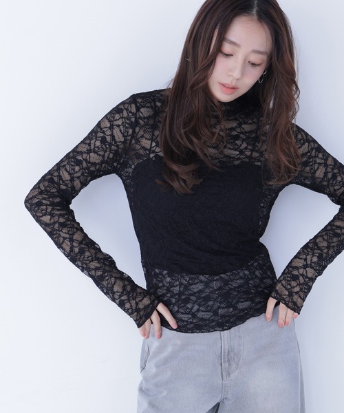 NATURAL BEAUTY BASIC(ナチュラルビューティーベーシック)の「◇レースハイネックカットソー(Tシャツ/カットソー・レディース・オフホワイト/ブラック・FREE)」の16枚目の写真