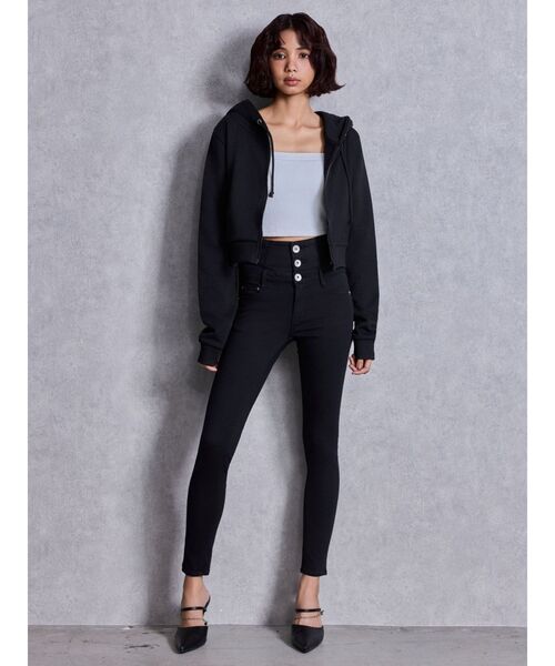 GYDA(ジェイダ)の「ハイウエストウエストクロススキニーデニムパンツ(デニムパンツ・レディース・インディゴブルー/ブラック/ライトブルー・MEDIUM/SMALL/X-SMALL/LARGE)」の11枚目の写真