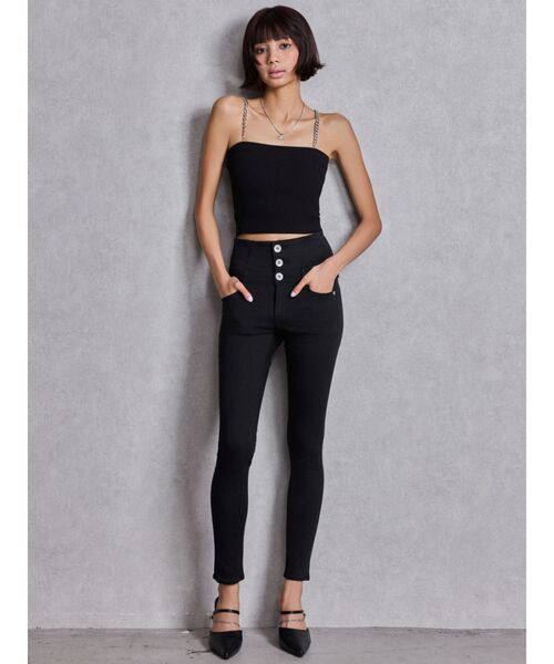 GYDA（ジェイダ）の「ハイウエストウエストクロススキニーデニムパンツ（デニムパンツ・レディース・ブラック/ライトブルー/インディゴブルー・X-SMALL/SMALL/MEDIUM/LARGE）」の16枚目の写真