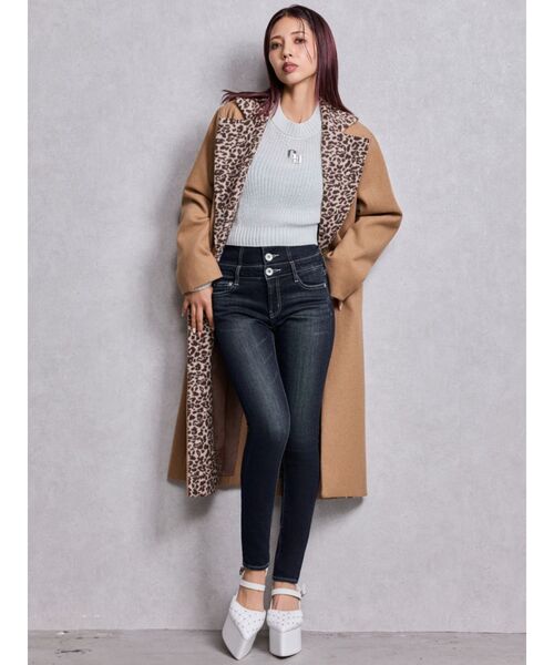 GYDA（ジェイダ）の「ハイウエストウエストクロススキニーデニムパンツ（デニムパンツ・レディース・ブラック/ライトブルー/インディゴブルー・X-SMALL/SMALL/MEDIUM/LARGE）」の21枚目の写真