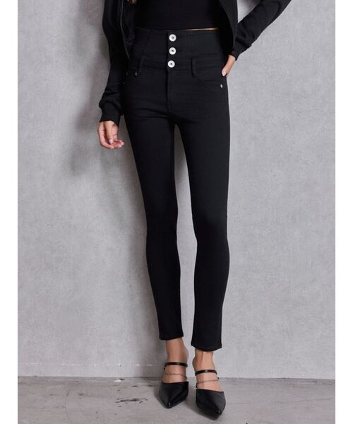 GYDA（ジェイダ）の「ハイウエストウエストクロススキニーデニムパンツ（デニムパンツ・レディース・ブラック/ライトブルー/インディゴブルー・X-SMALL/SMALL/MEDIUM/LARGE）」の8枚目の写真