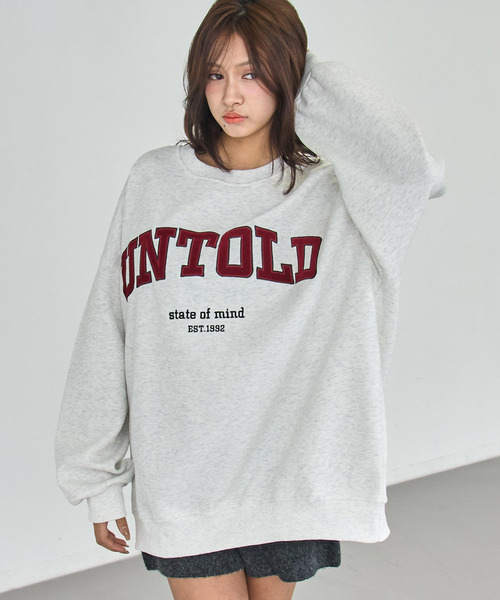 ANAP（アナップ）の「ベロア刺繍 オーバーサイズ スウェット プルオーバー（スウェット・レディース・ブラウン/ライトグレー/オレンジ/ネイビー・F）」の21枚目の写真