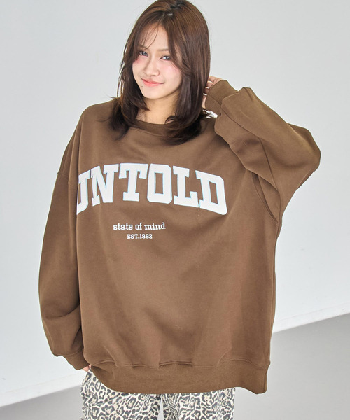 ANAP（アナップ）の「ベロア刺繍 オーバーサイズ スウェット プルオーバー（スウェット・レディース・ブラウン/ライトグレー/オレンジ/ネイビー・F）」の9枚目の写真