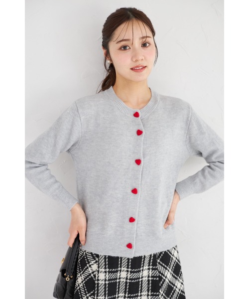 tocco closet(トッコ クローゼット)の「【ZOZO限定】ミニハート釦ニットカーディガン(カーディガン/ボレロ・レディース・ブラック/ネイビー/グレー・M)」の3枚目の写真