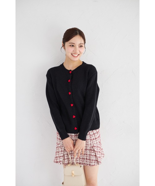 tocco closet(トッコ クローゼット)の「【ZOZO限定】ミニハート釦ニットカーディガン(カーディガン/ボレロ・レディース・ブラック/ネイビー/グレー・M)」の6枚目の写真
