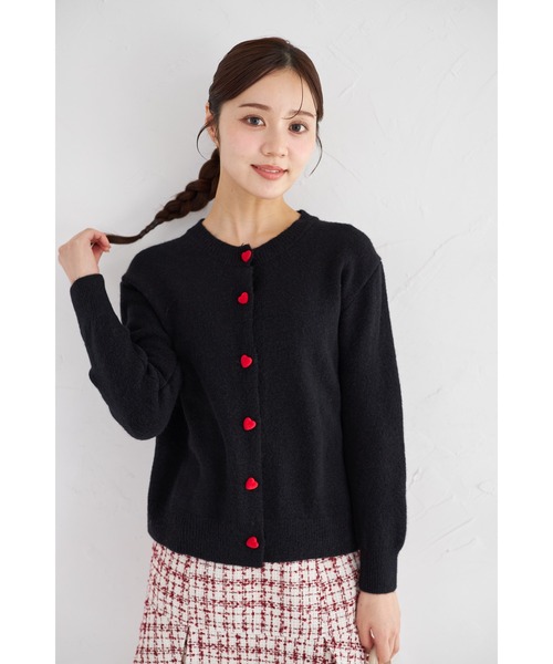 tocco closet(トッコ クローゼット)の「【ZOZO限定】ミニハート釦ニットカーディガン(カーディガン/ボレロ・レディース・ブラック/ネイビー/グレー・M)」の7枚目の写真