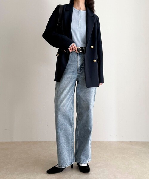 fredy emue（フレディエミュ）の「シアーテレコヘンリーネックプルオーバー（Tシャツ/カットソー・レディース・サックスブルー/ベージュ/ネイビー/オフホワイト・38）」の6枚目の写真