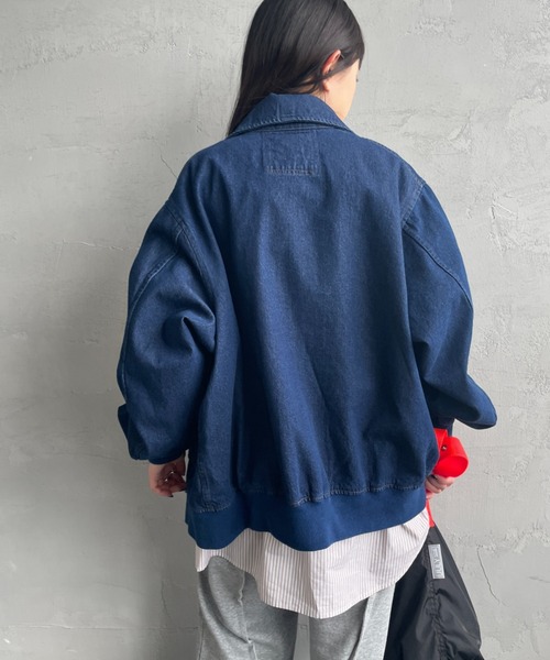 ARMY TWILL（アーミーツイル）の「[ARMY TWILL/アーミーツイル] 別注 デニム A-2フライトジャケット（ブルゾン・レディース・ブラック/ネイビー・L/M/S）」の17枚目の写真