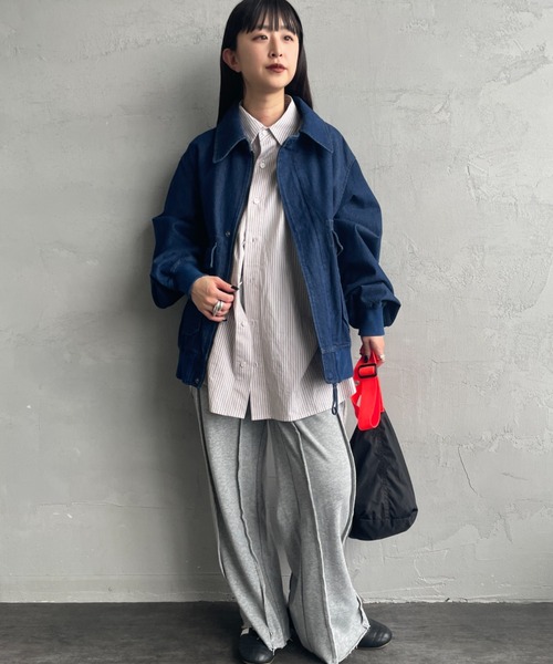 ARMY TWILL（アーミーツイル）の「[ARMY TWILL/アーミーツイル] 別注 デニム A-2フライトジャケット（ブルゾン・レディース・ブラック/ネイビー・L/M/S）」の18枚目の写真