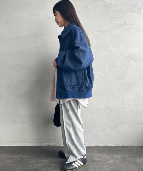 ARMY TWILL（アーミーツイル）の「[ARMY TWILL/アーミーツイル] 別注 デニム A-2フライトジャケット（ブルゾン・レディース・ブラック/ネイビー・L/M/S）」の19枚目の写真