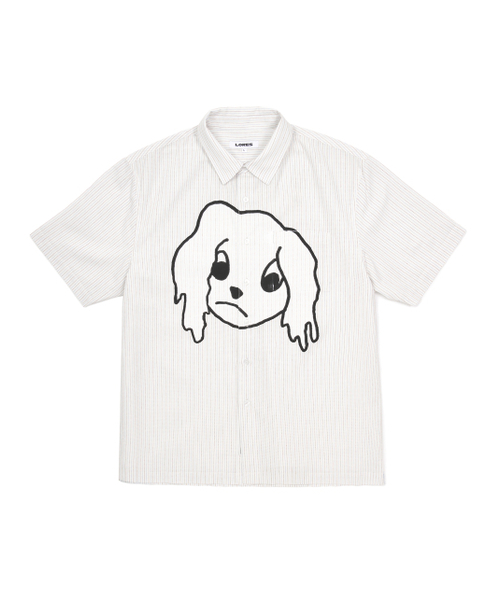 LORES(ロアス)の「ラッキーストライプ半袖シャツ - ホワイト(シャツ/ブラウス・レディース・その他・S/M/L)」の1枚目の写真