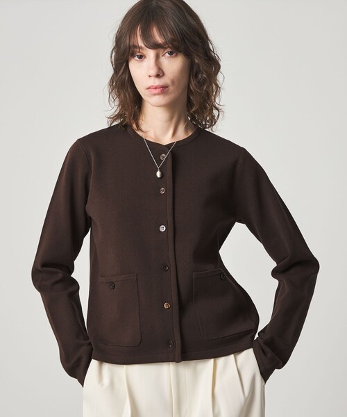 Steven Alan(スティーブンアラン)の「<Steven Alan>ミラノリブ ショートカーディガン(カーディガン/ボレロ・レディース・ダークブラウン/オフホワイト/ブラック・FREE)」の1枚目の写真