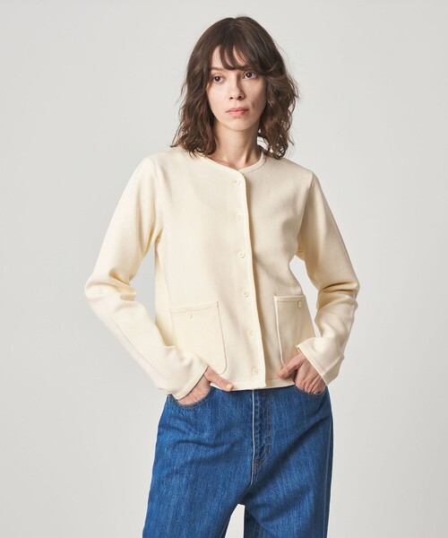 Steven Alan(スティーブンアラン)の「<Steven Alan>ミラノリブ ショートカーディガン(カーディガン/ボレロ・レディース・ダークブラウン/オフホワイト/ブラック・FREE)」の2枚目の写真