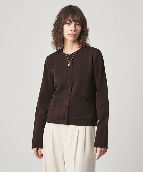 Steven Alan(スティーブンアラン)の「<Steven Alan>ミラノリブ ショートカーディガン(カーディガン/ボレロ・レディース・ダークブラウン/オフホワイト/ブラック・FREE)」の5枚目の写真