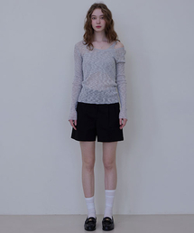 CLASSIC COTTON PIN TUCK HALF PANTS_2COLORS_BLACK