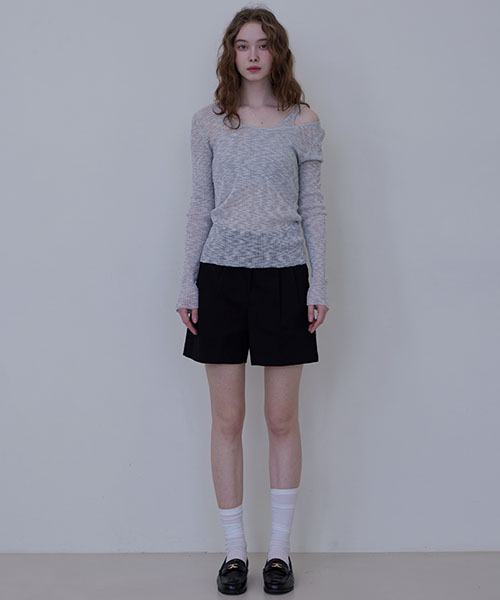 HAINT(ヘイント)の「CLASSIC COTTON PIN TUCK HALF PANTS_2COLORS_BLACK(その他パンツ・レディース・ブラック・M/S)」の1枚目の写真