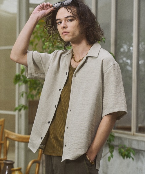 CASPER JOHN(キャスパージョン)の「Imitation linen shirts/イミテーションリネンシャツ(シャツ/ブラウス・メンズ・グレー/グリーン/ベージュ/ネイビー・LARGE/MEDIUM/SMALL/X-SMALL)」の2枚目の写真