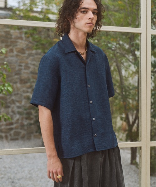 CASPER JOHN(キャスパージョン)の「Imitation linen shirts/イミテーションリネンシャツ(シャツ/ブラウス・メンズ・グレー/グリーン/ベージュ/ネイビー・LARGE/MEDIUM/SMALL/X-SMALL)」の4枚目の写真