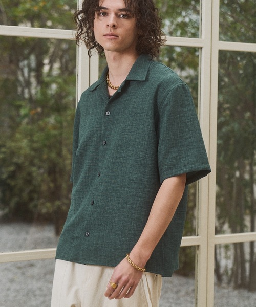 CASPER JOHN(キャスパージョン)の「Imitation linen shirts/イミテーションリネンシャツ(シャツ/ブラウス・メンズ・グレー/グリーン/ベージュ/ネイビー・LARGE/MEDIUM/SMALL/X-SMALL)」の3枚目の写真