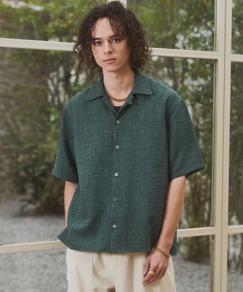 CASPER JOHN(キャスパージョン)の「Imitation linen shirts/イミテーションリネンシャツ(シャツ/ブラウス・メンズ・グレー/グリーン/ベージュ/ネイビー・LARGE/MEDIUM/SMALL/X-SMALL)」の8枚目の写真