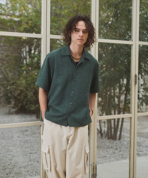 CASPER JOHN(キャスパージョン)の「Imitation linen shirts/イミテーションリネンシャツ(シャツ/ブラウス・メンズ・グレー/グリーン/ベージュ/ネイビー・LARGE/MEDIUM/SMALL/X-SMALL)」の9枚目の写真