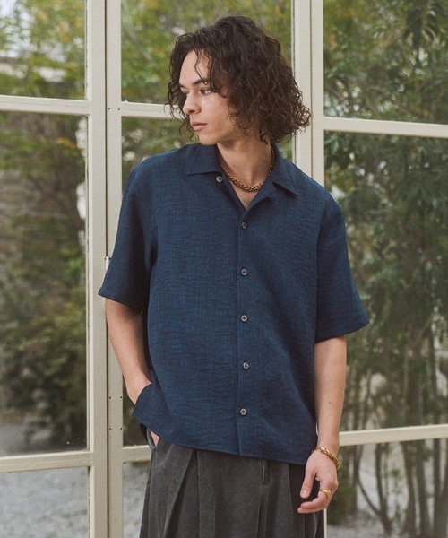CASPER JOHN(キャスパージョン)の「Imitation linen shirts/イミテーションリネンシャツ(シャツ/ブラウス・メンズ・グレー/グリーン/ベージュ/ネイビー・LARGE/MEDIUM/SMALL/X-SMALL)」の12枚目の写真
