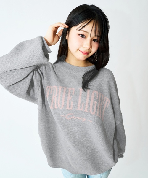 LOVETOXIC（ラブトキシック）の「【GOODPRICE】カラバリニット（ニット/セーター・キッズ・ライトグリーン/オフホワイト/サックスブルー/イエロー/ネイビー/グレー・M:150cm/L:160cm/S:140cm）」の3枚目の写真