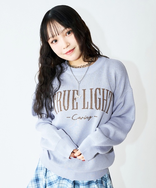 LOVETOXIC（ラブトキシック）の「【GOODPRICE】カラバリニット（ニット/セーター・キッズ・ライトグリーン/オフホワイト/サックスブルー/イエロー/ネイビー/グレー・M:150cm/L:160cm/S:140cm）」の5枚目の写真